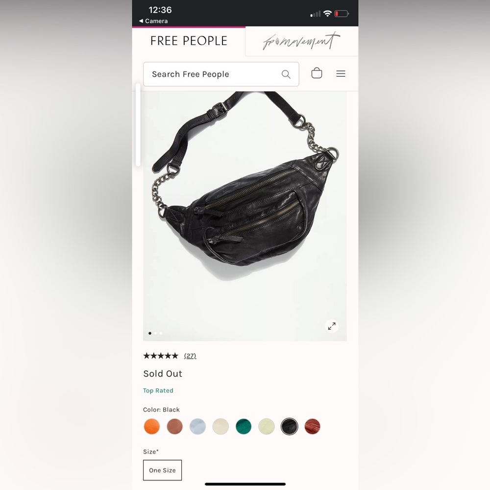 🔥SOLD -not for sale- Free People - BLACK Leather Archer Chain Sling Bag - Picture 15 of 15